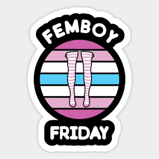 Kawaii Femboy Friday Retro Sunset Striped Femboy Flag Sticker